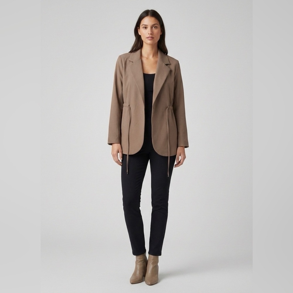 Athleta Women's Tan Lightweight Endless Tie Front Work Blazer Jacket size 16